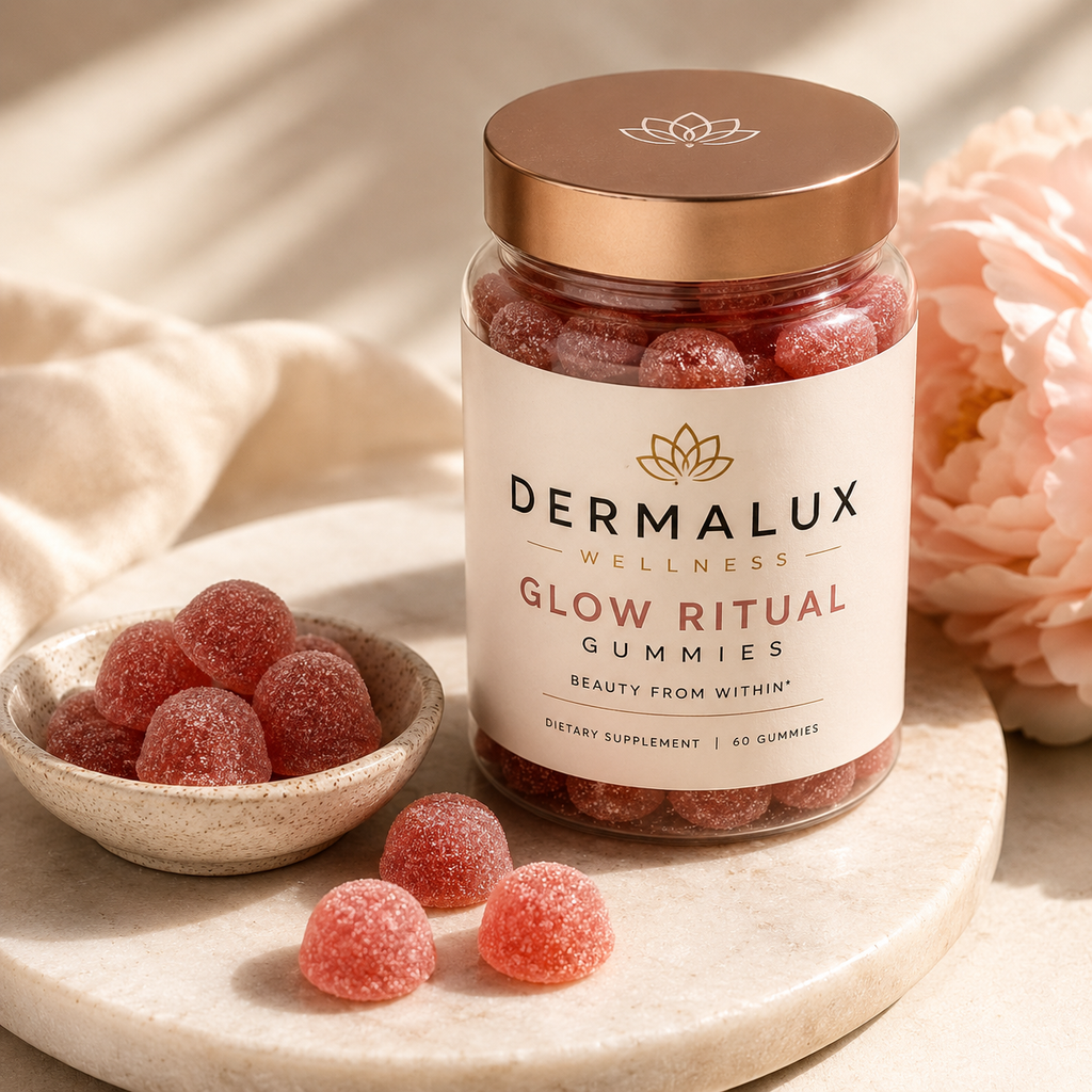 Dermalux Glow Ritual beauty gummies bottle — beauty from within